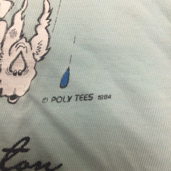 Raining Cats Dogs WA 80s Vintage Blue Graphic Shirt Mens XL Poly Prints Hawaii - Picture 4 of 7